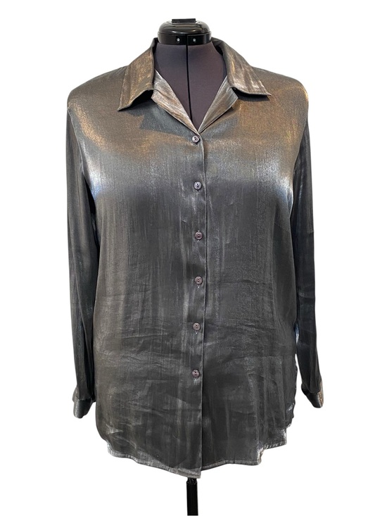 Apparenza Tops - Apparenza Women's size XL Metallic Black/Gray Shimmer Button-Down Blouse